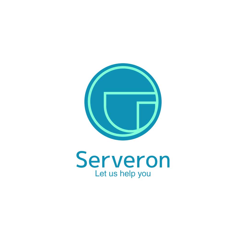 Sleek Blue Serveron Company Logo Design