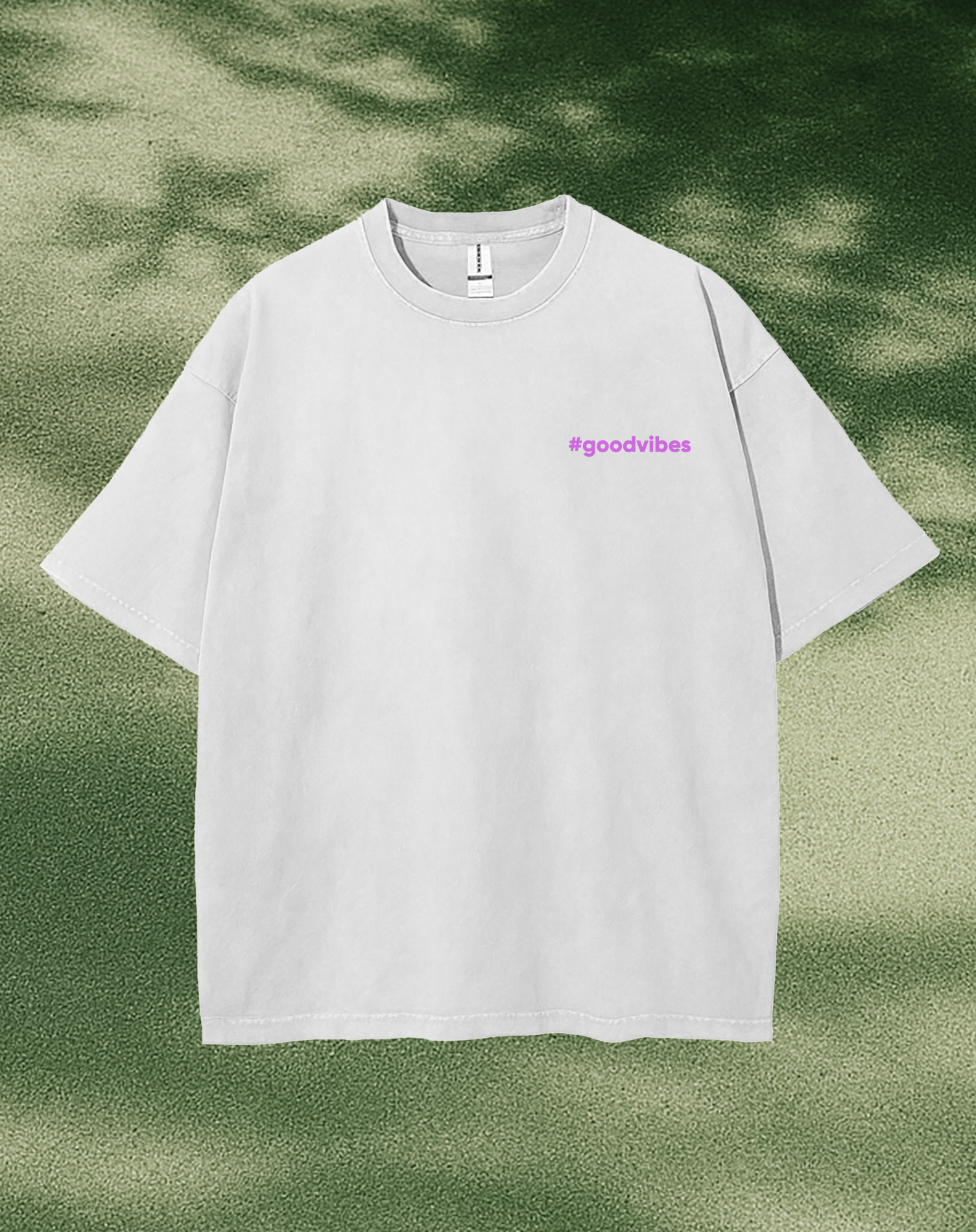 Template Chic White T-Shirt Design With Good Vibes