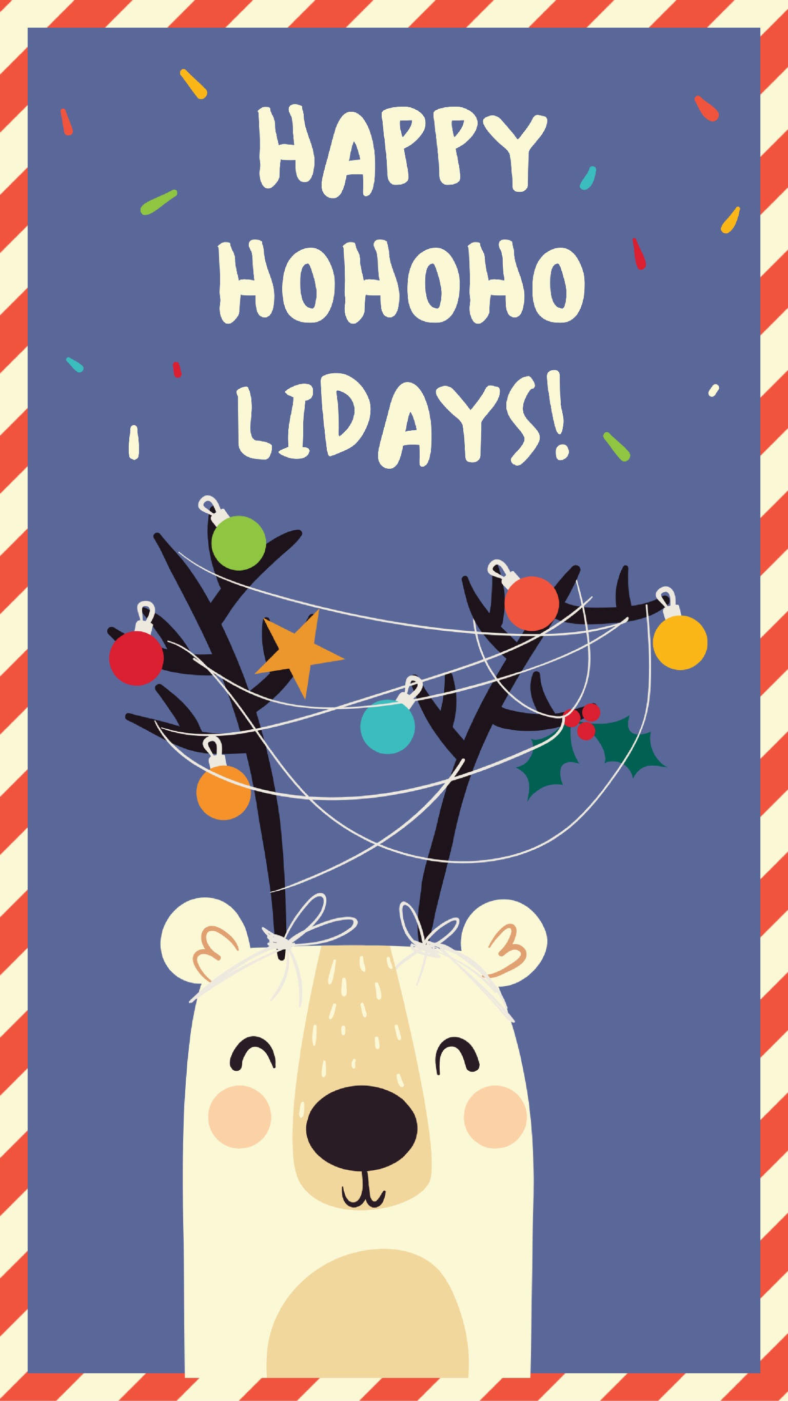 Cheerful Blue Holiday Poster with Playful Reindeer