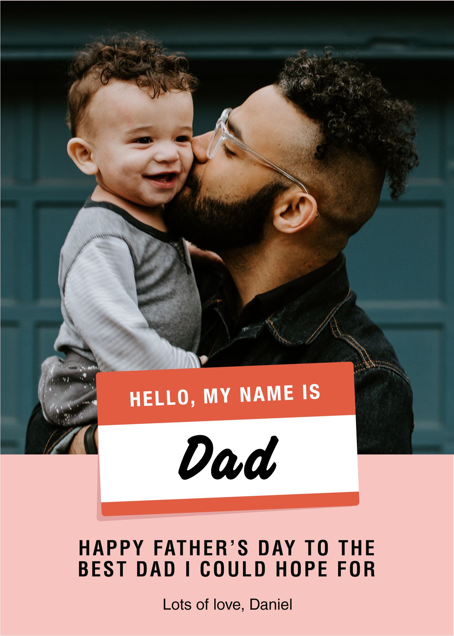 Warm Father's Day Greeting Poster Peach Black