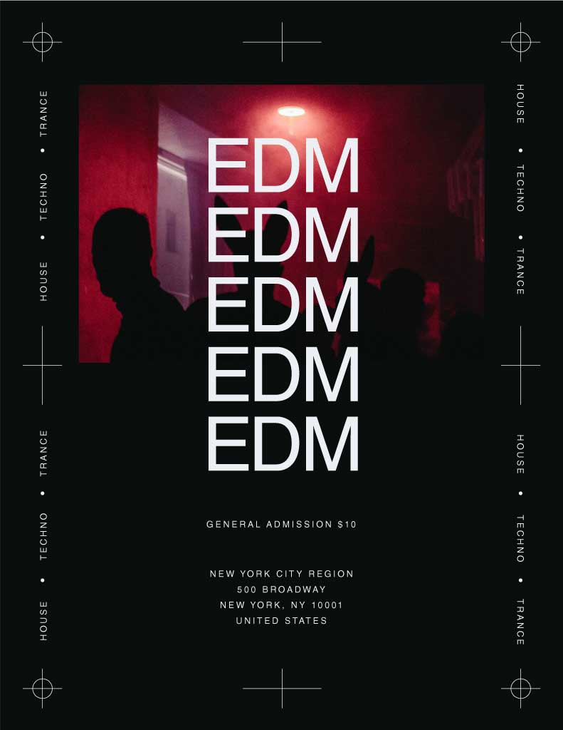 Template Vibrant Red EDM Party Poster Template