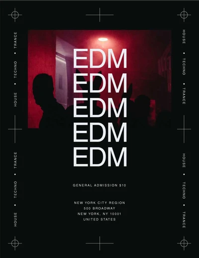 Template Vibrant Red EDM Party Poster Template