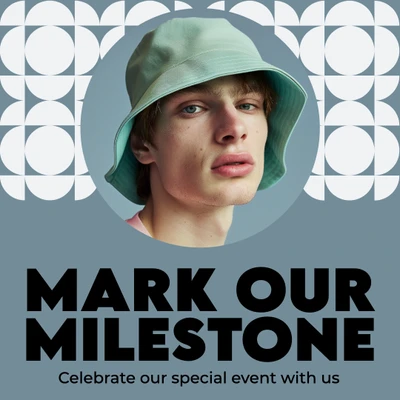 Template Celebrate Milestone Instagram Square Post in Blue