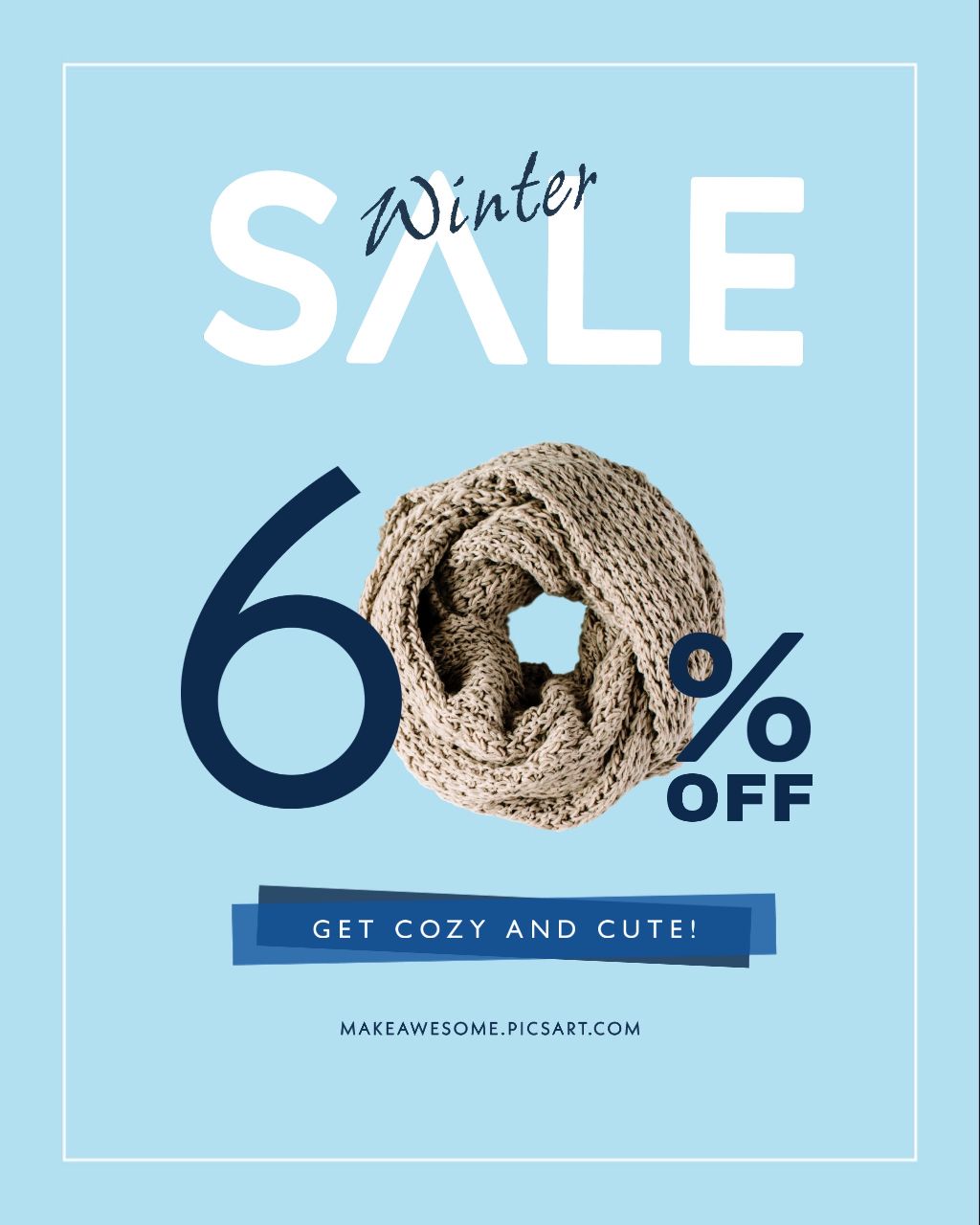 Winter Sale Sky Blue Discount Poster