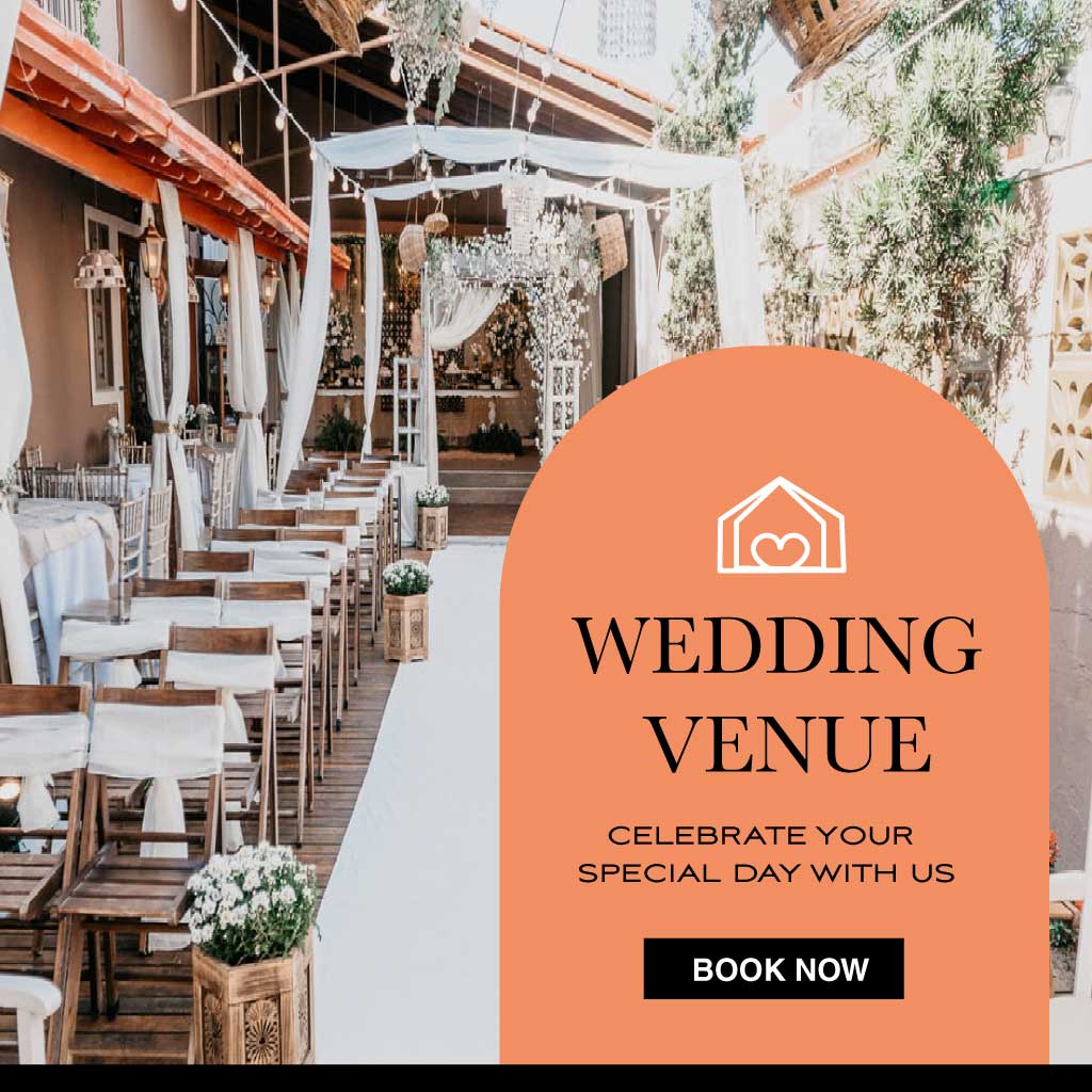 Template Elegant Wedding Venue Post Template in Sepia Tones