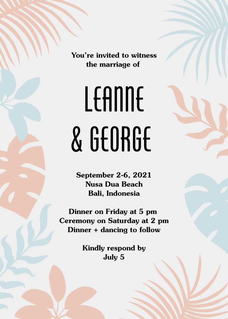 Template Elegant Wedding Invitation Poster in Beige and Blue