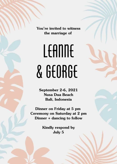 Elegant Wedding Invitation Poster in Beige and Blue