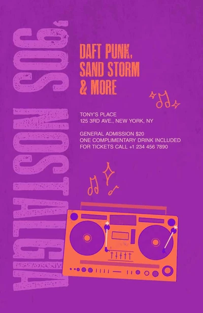 Template Purple Hued Concert Poster with Orange Accents