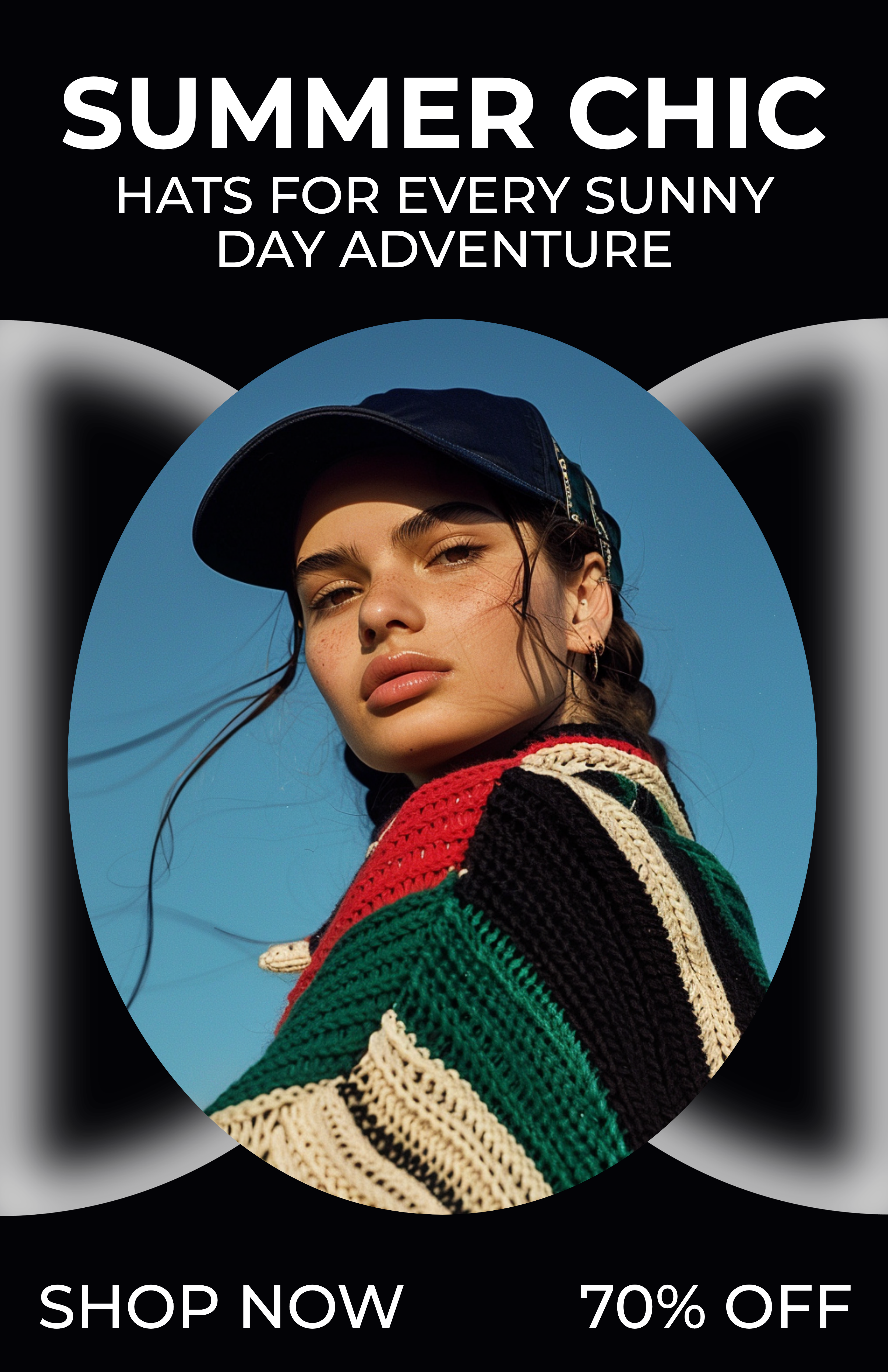 Template Summer Style Hat Poster With Black