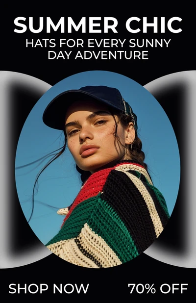 Template Summer Style Hat Poster With Black