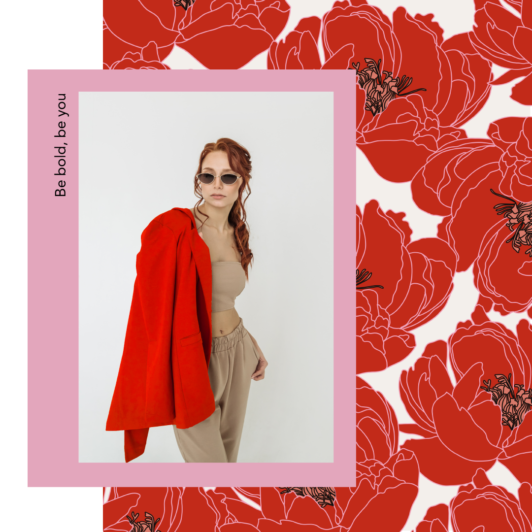 Red Floral Chic Fashion Social Post