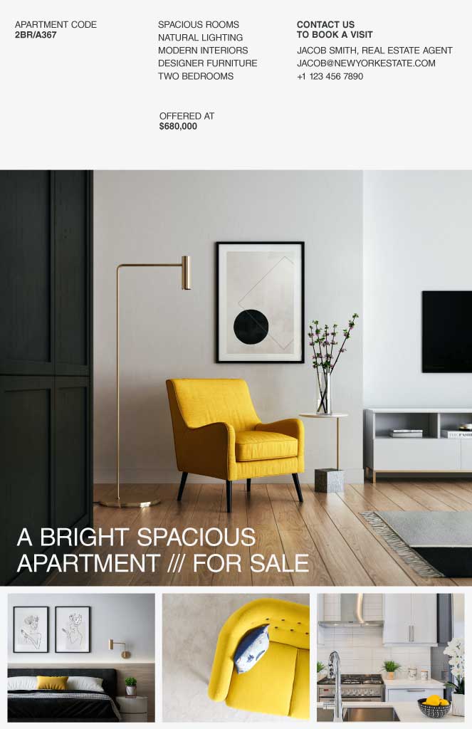 Elegant Modern Home Sale Poster with Yellow Highlights