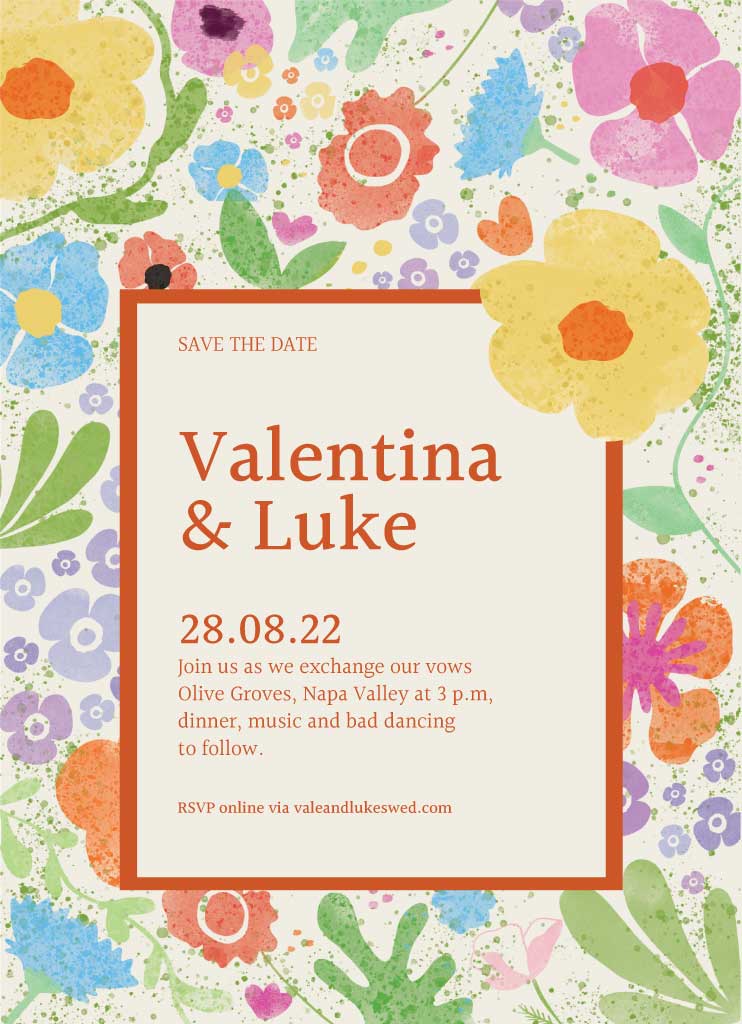 Spring Bloom Wedding Invitation Poster Template