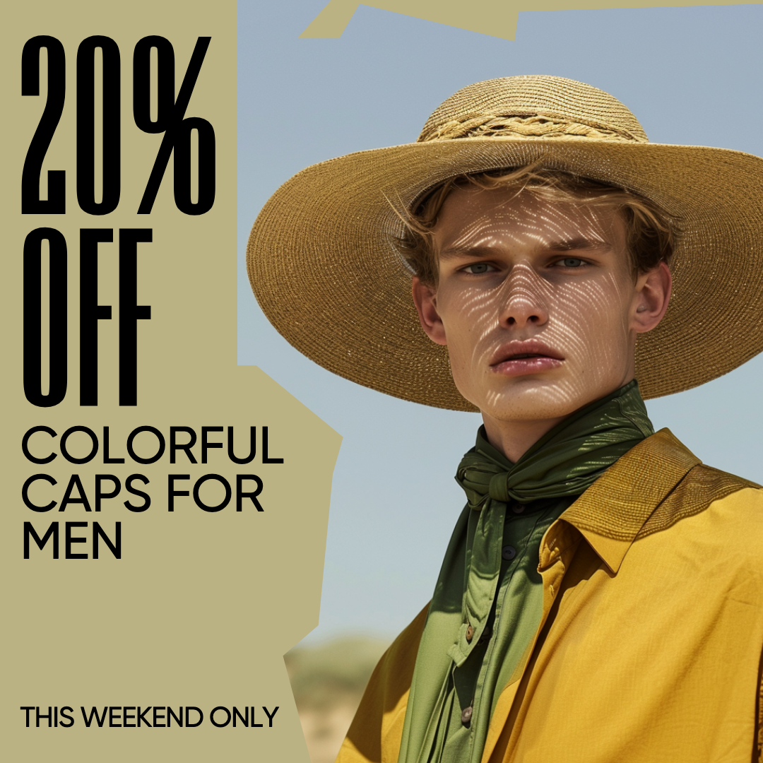 Stylish Men's Hat Sale Instagram-Square Post in Beige