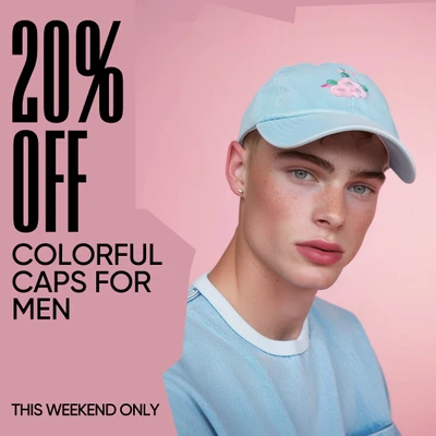 Template Pink Instagram-Square Ad for Men's Caps