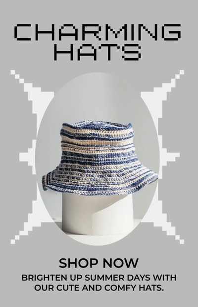 Template Chic Gray Instagram-Story Featuring Stylish Hats