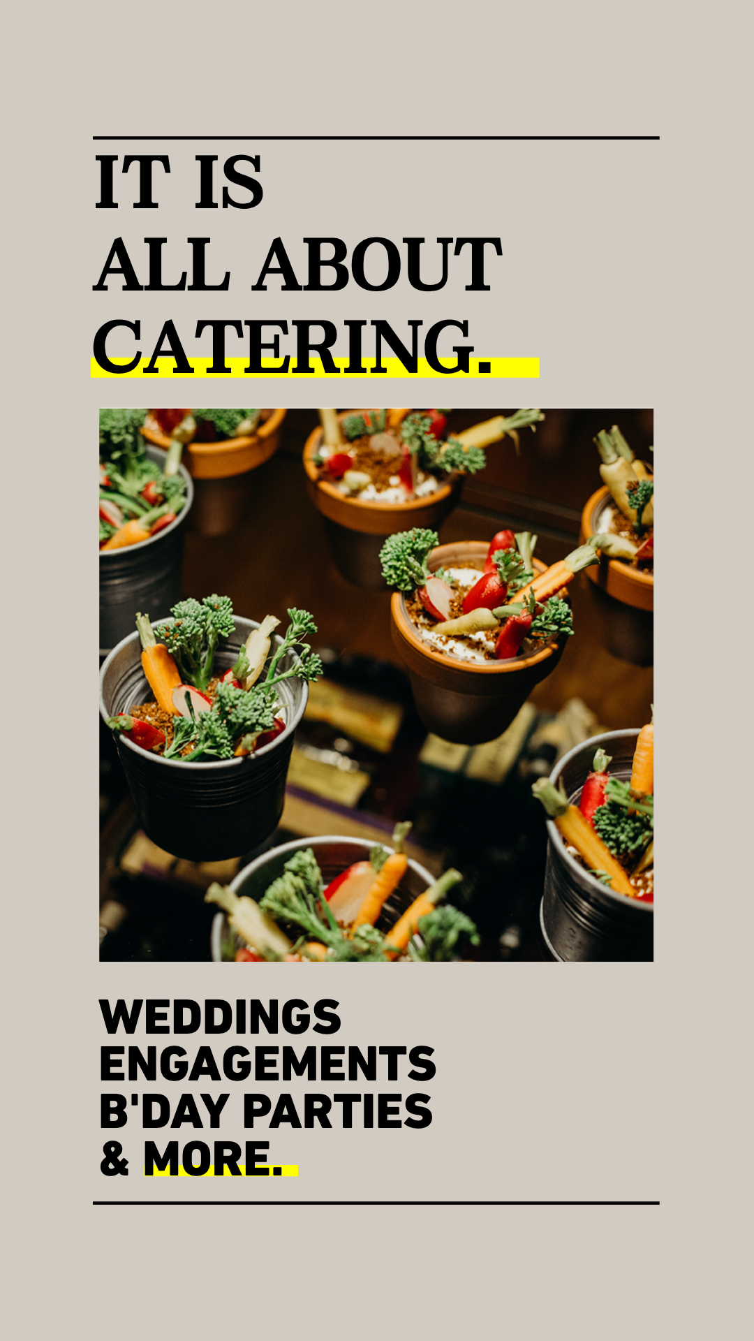 Elegant Black and Yellow Catering Service Ad