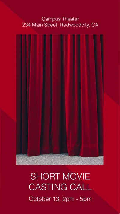 Template Dramatic Red Theater Casting Call Poster