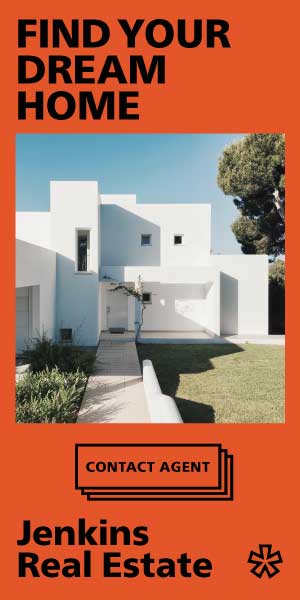 Sleek Orange and White Real Estate Ad