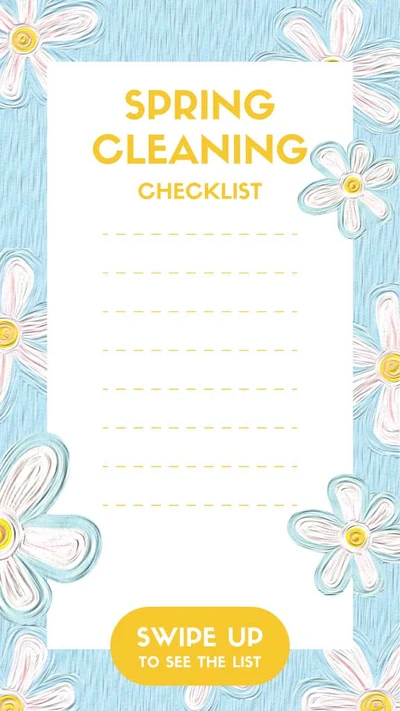 Template Blue Yellow Spring Cleaning Checklist Post