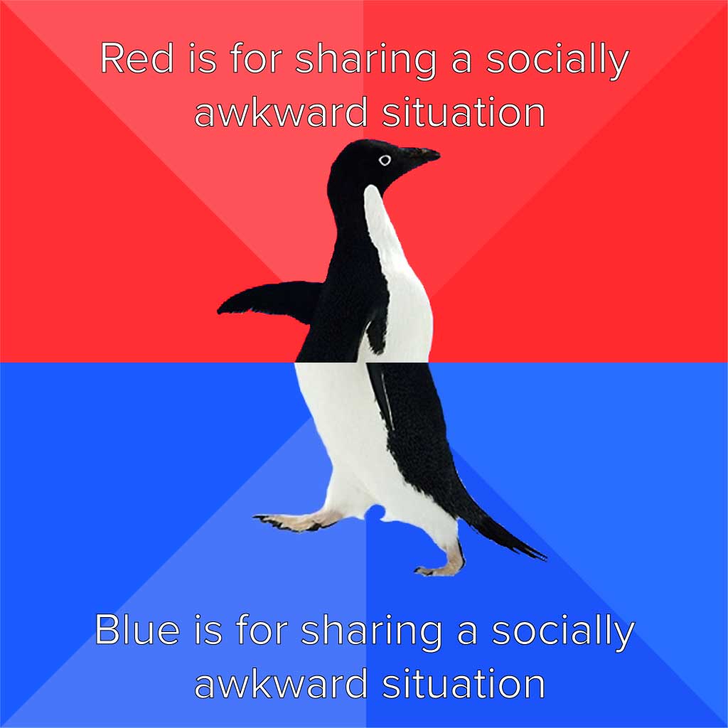 Blue and Red Penguin Social Post Template