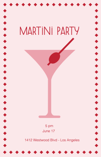 Elegant Pink Martini Party Invitation Poster