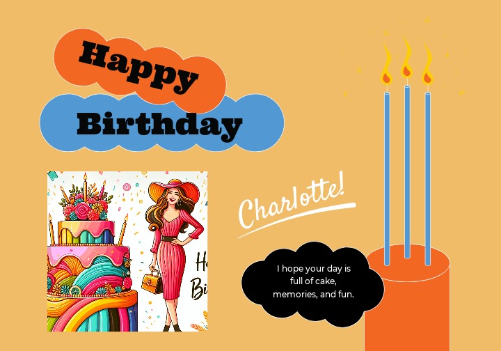 Joyful Blue and Orange Birthday Poster Design