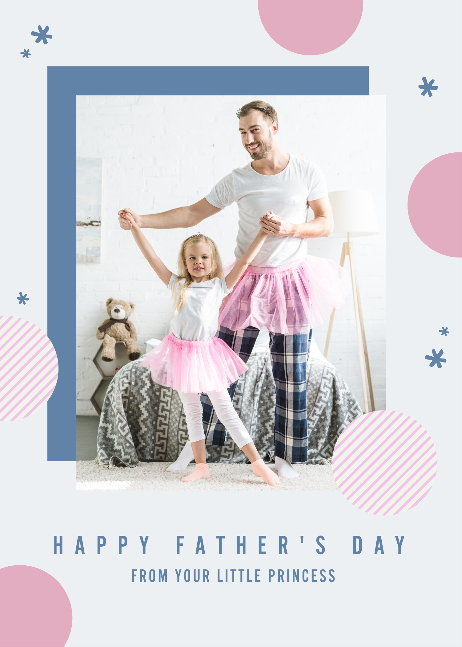 Template Celebrate Dad with Blue Pink Father's Day Post