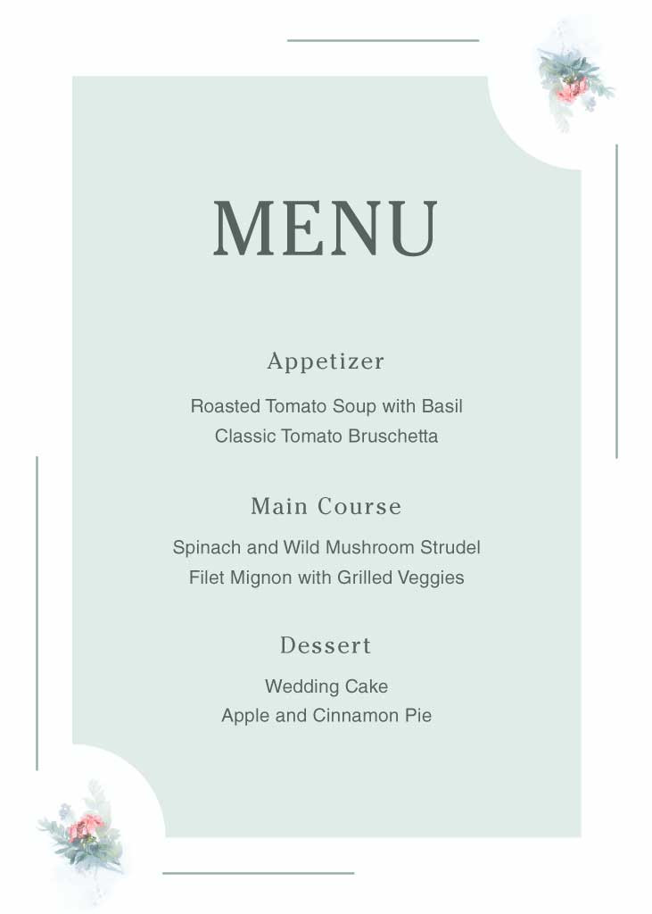 Template Elegant Sage Green Menu Template Design