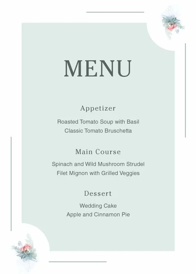 Template Elegant Sage Green Menu Template Design