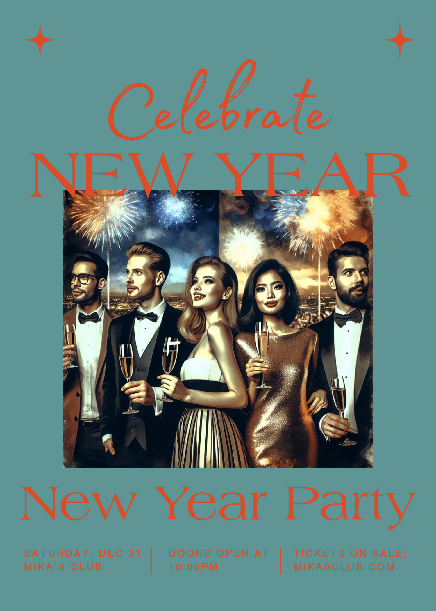 Vibrant Red New Year Party Poster