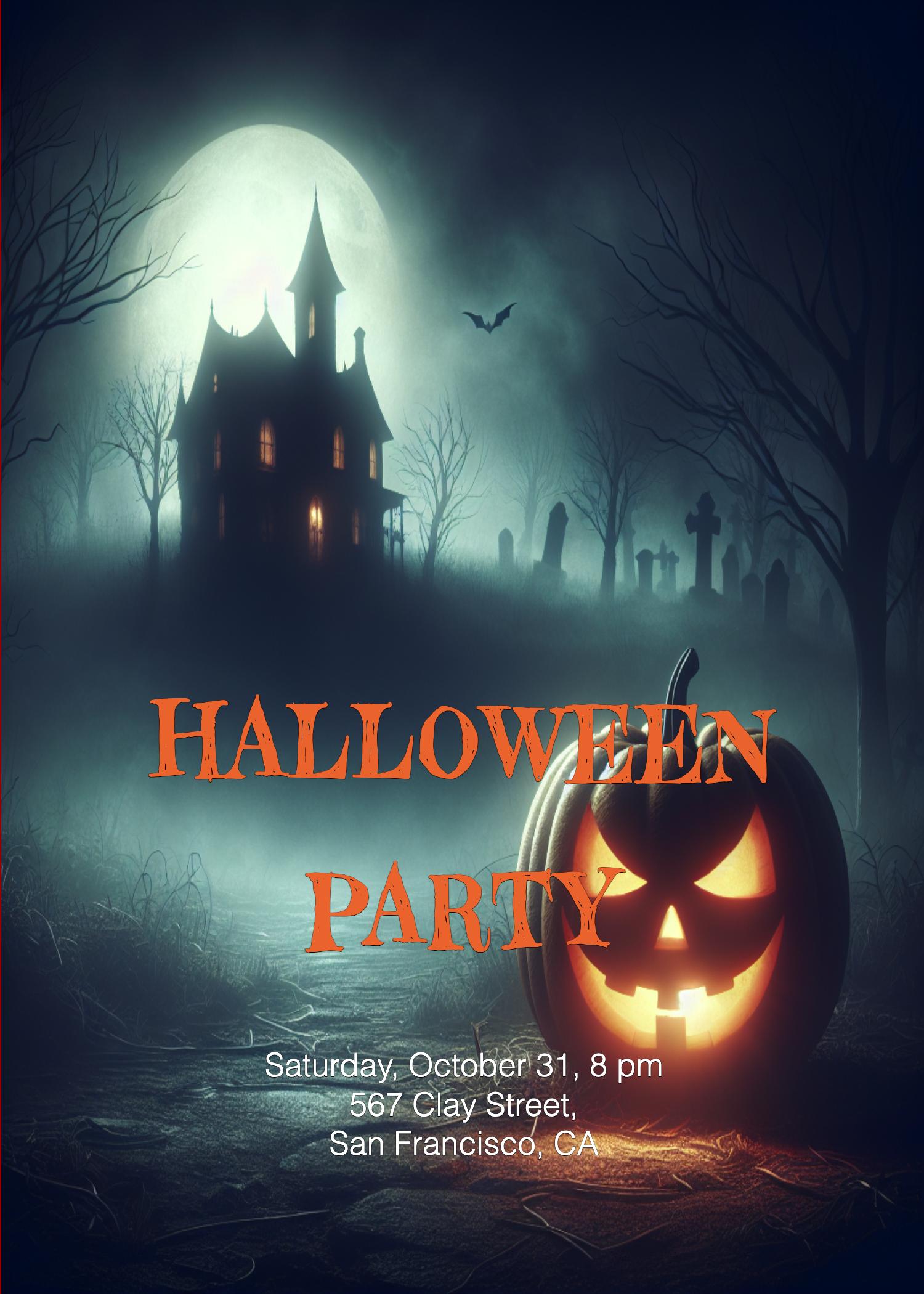 Spooky Halloween Party Poster Black and Orange