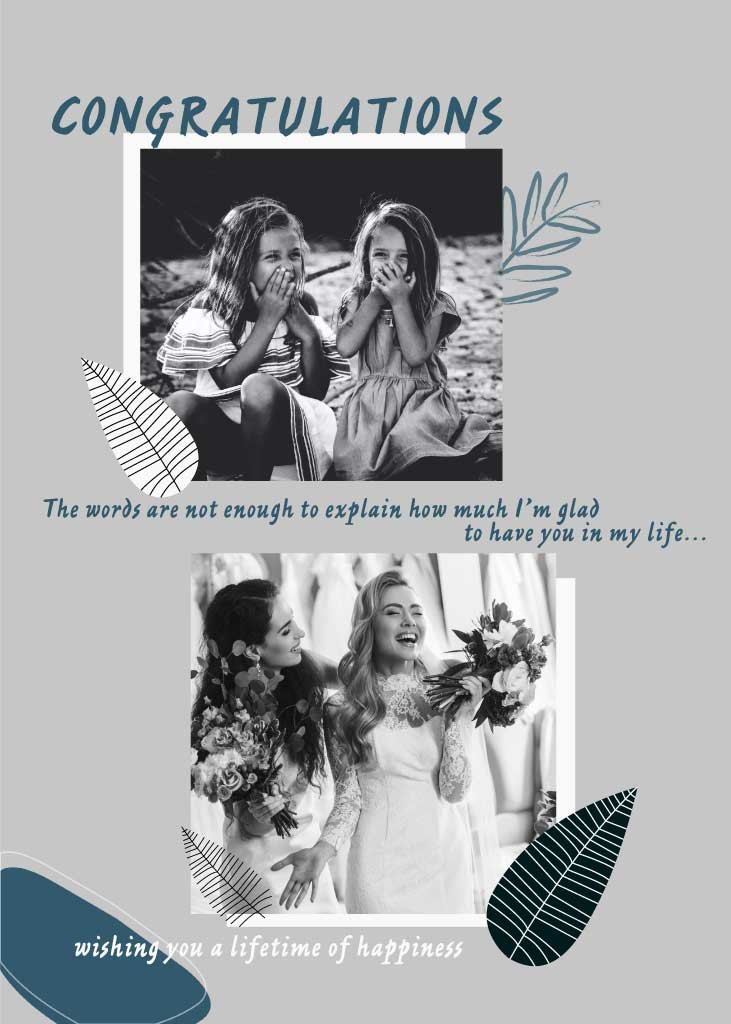 Template Elegant Blue and Grey Congratulations Postcard