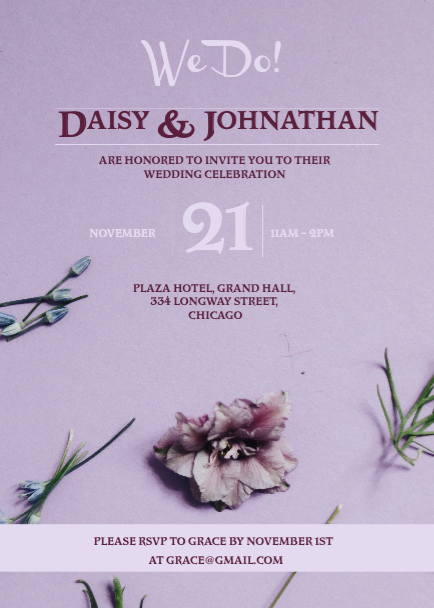 Elegant Lilac Wedding Invitation Poster Design