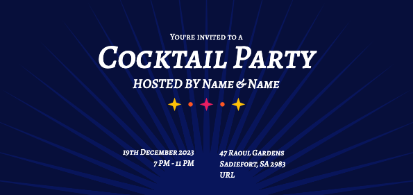 Stylish Blue Cocktail Party Invitation Post