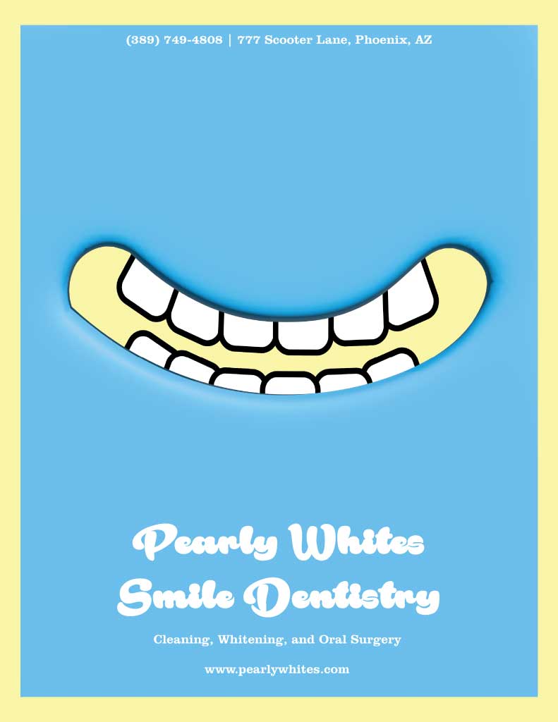 Bright Blue Yellow Dental Care Poster