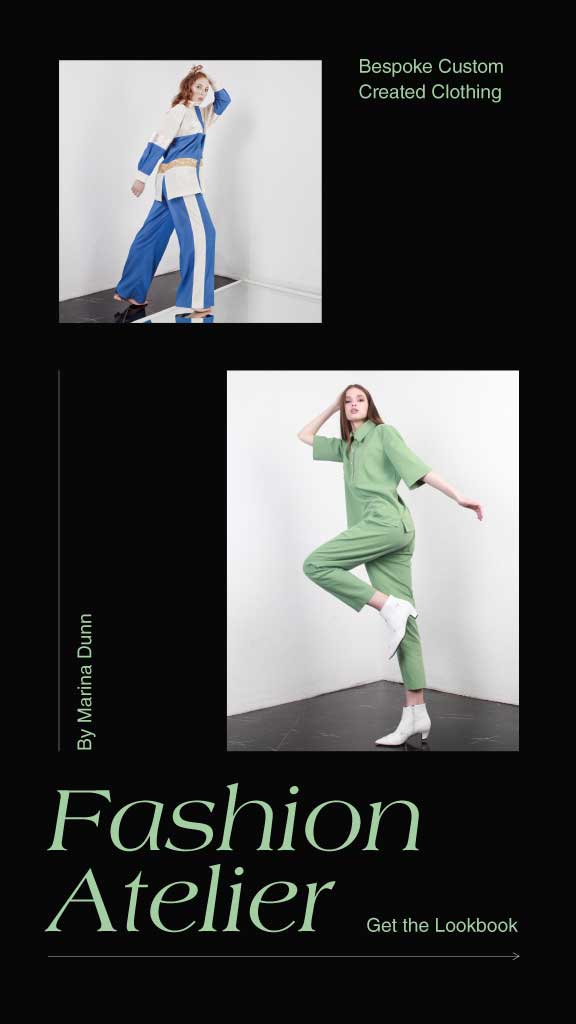 Elegant Green and Blue Fashion Atelier Poster