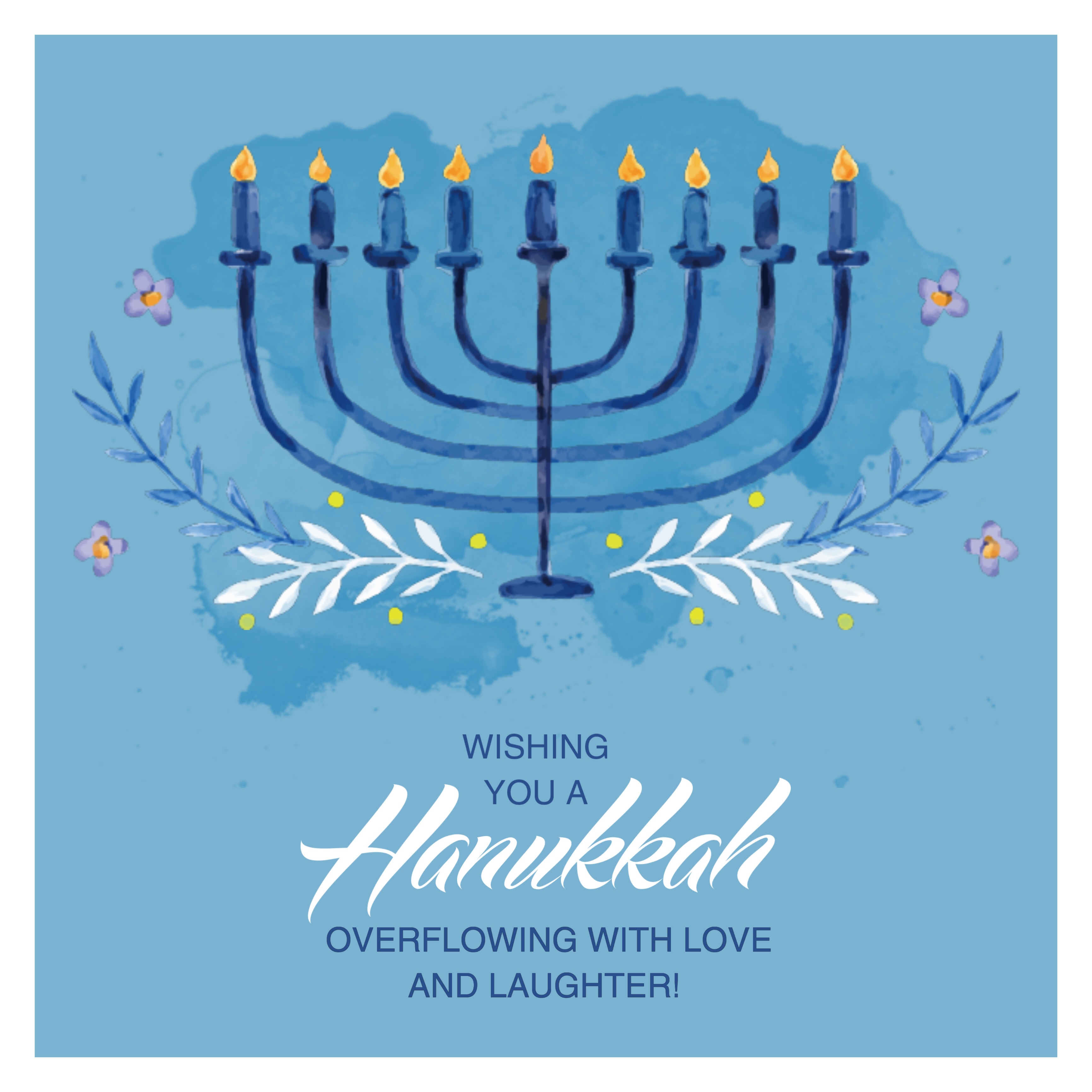 Joyful Hanukkah Blue Greeting Poster Design