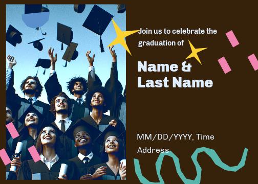 Navy Blue Vibrant Graduation Party Invitation Post