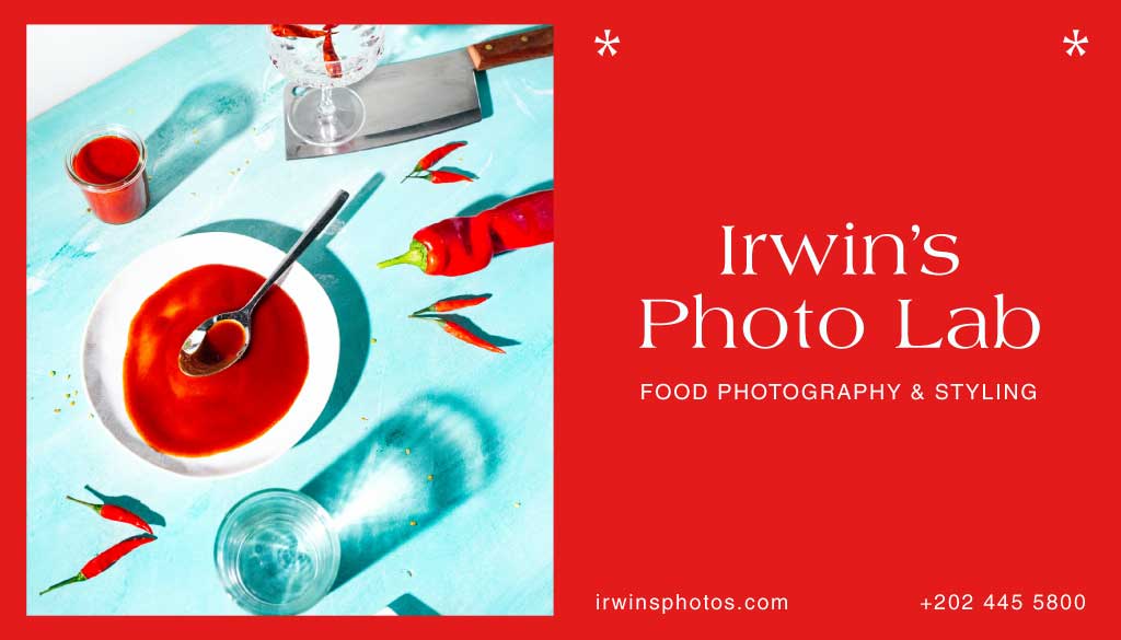 Vibrant Red and Teal Food Photography Poster