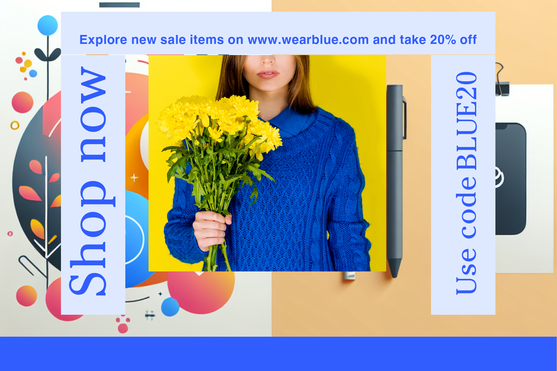 Vibrant Blue and Yellow Sale Ad Poster