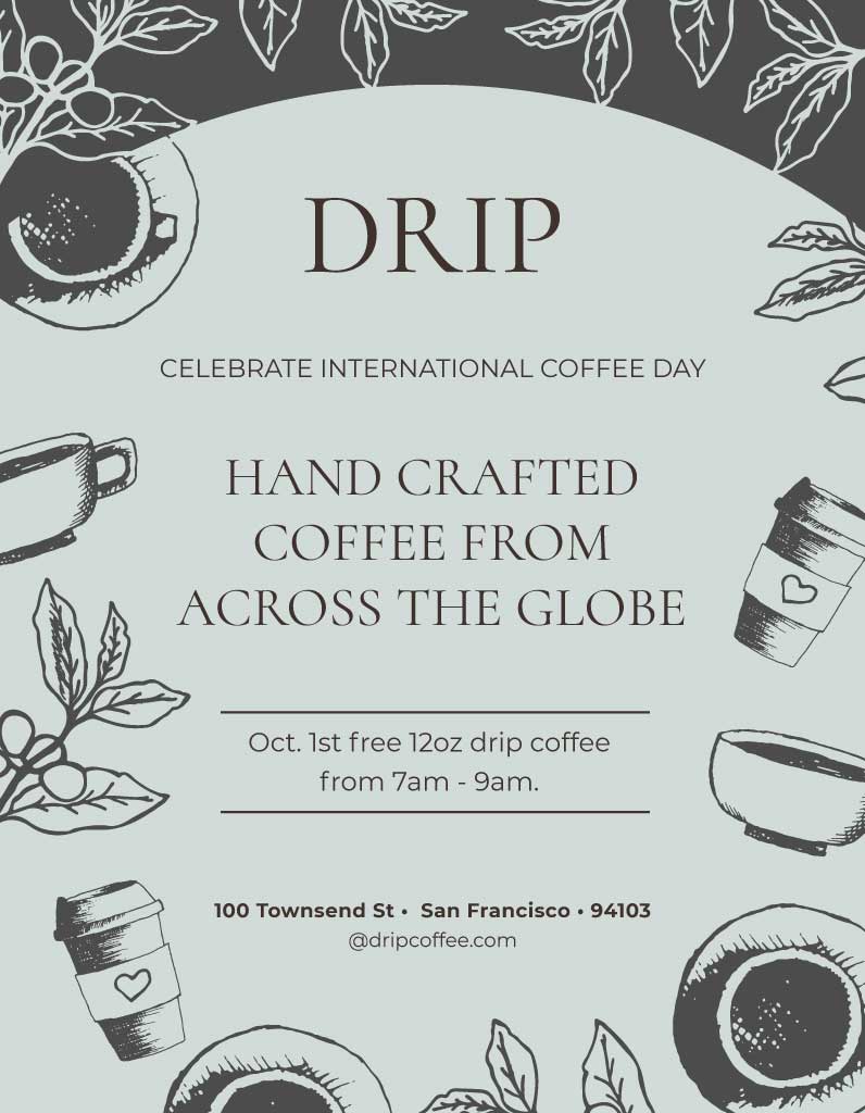 Elegant Coffee Day Celebration Poster Design in Black