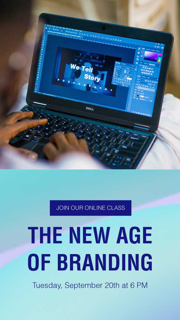 Template Sleek Blue Online Class Advert Poster Design