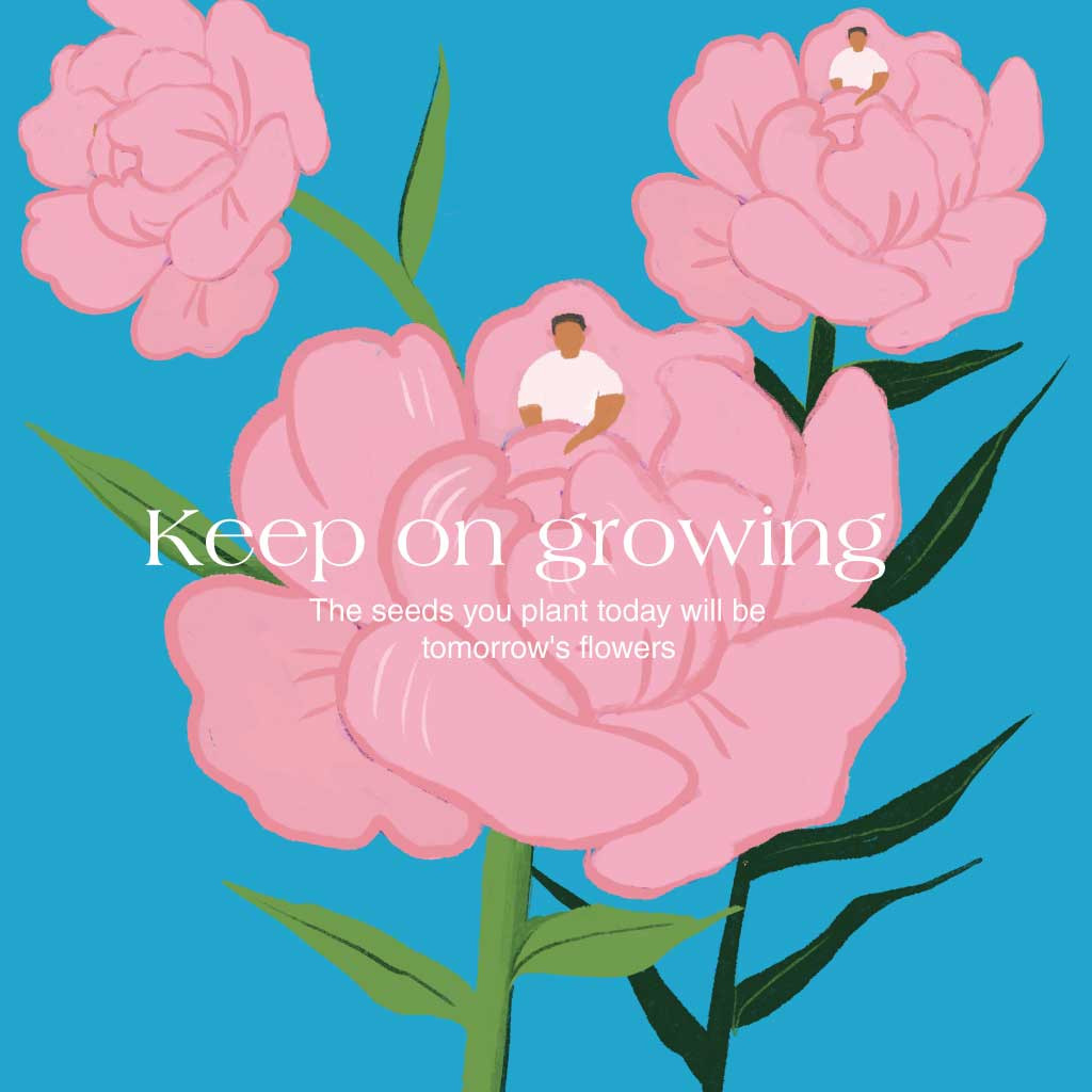 Template Blooming Pink Flowers Inspirational Poster Design