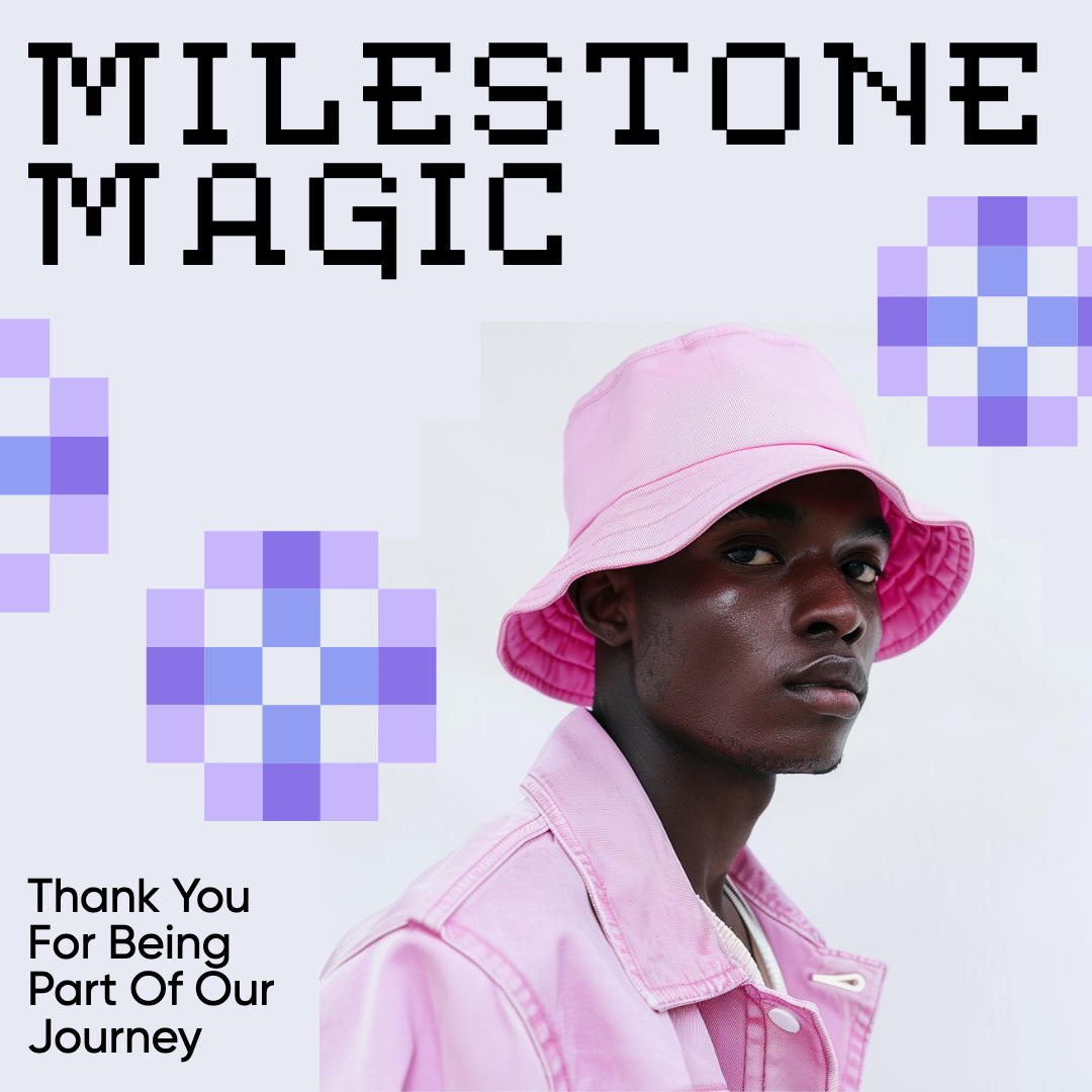 Milestone Magic Blue Pink Instagram Post Design