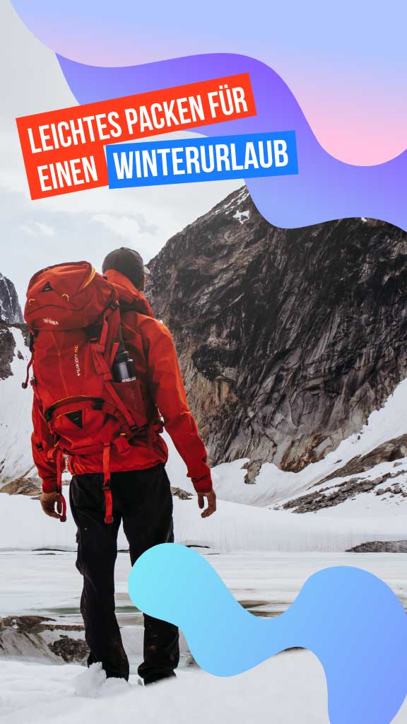 Winter Adventure Packing Guide Poster Design Red Blue