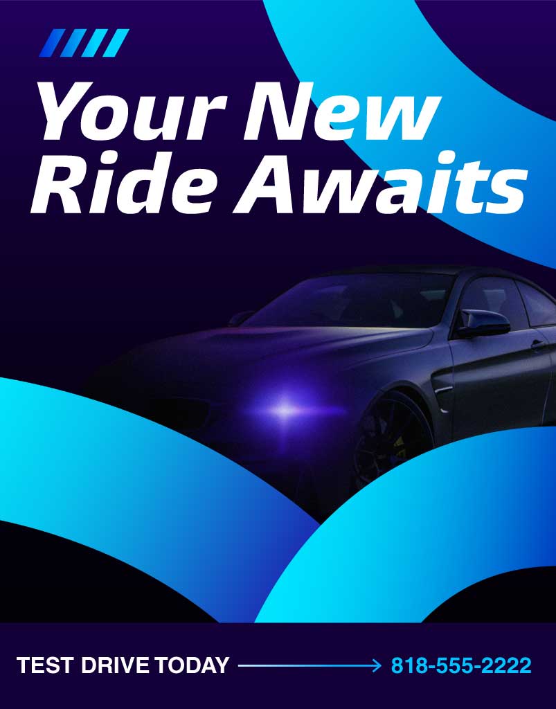 Sleek Blue Automotive Ad Poster Design