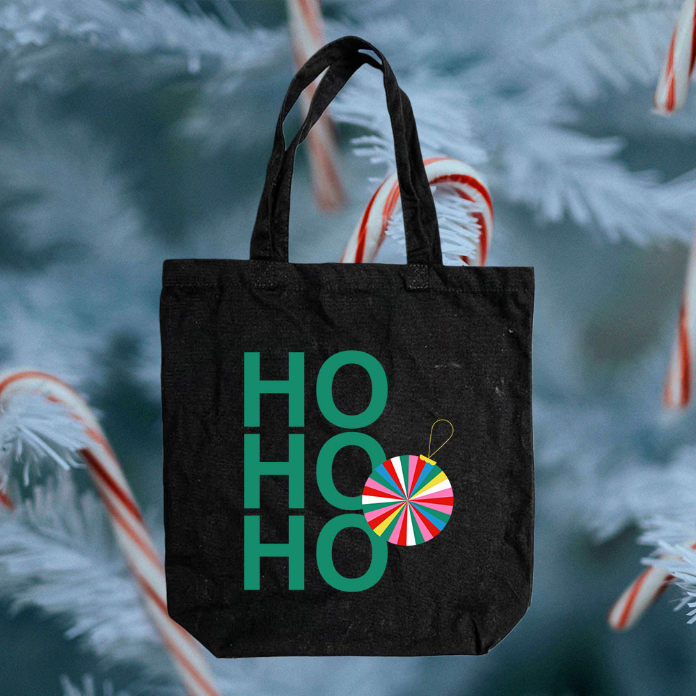 Template Black Tote Bag Design with HO HO HO