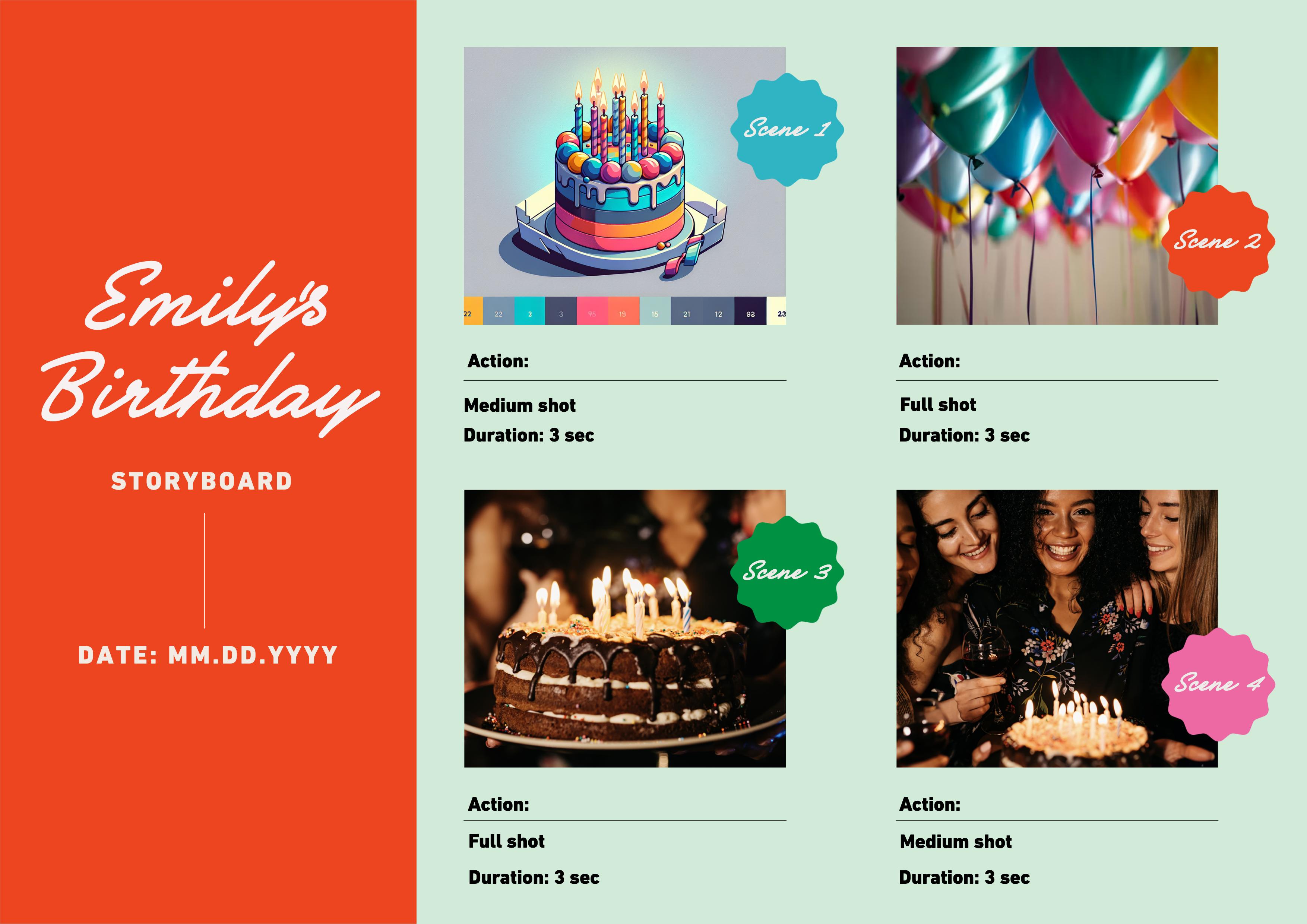 Colorful Birthday Party Storyboard Poster Design