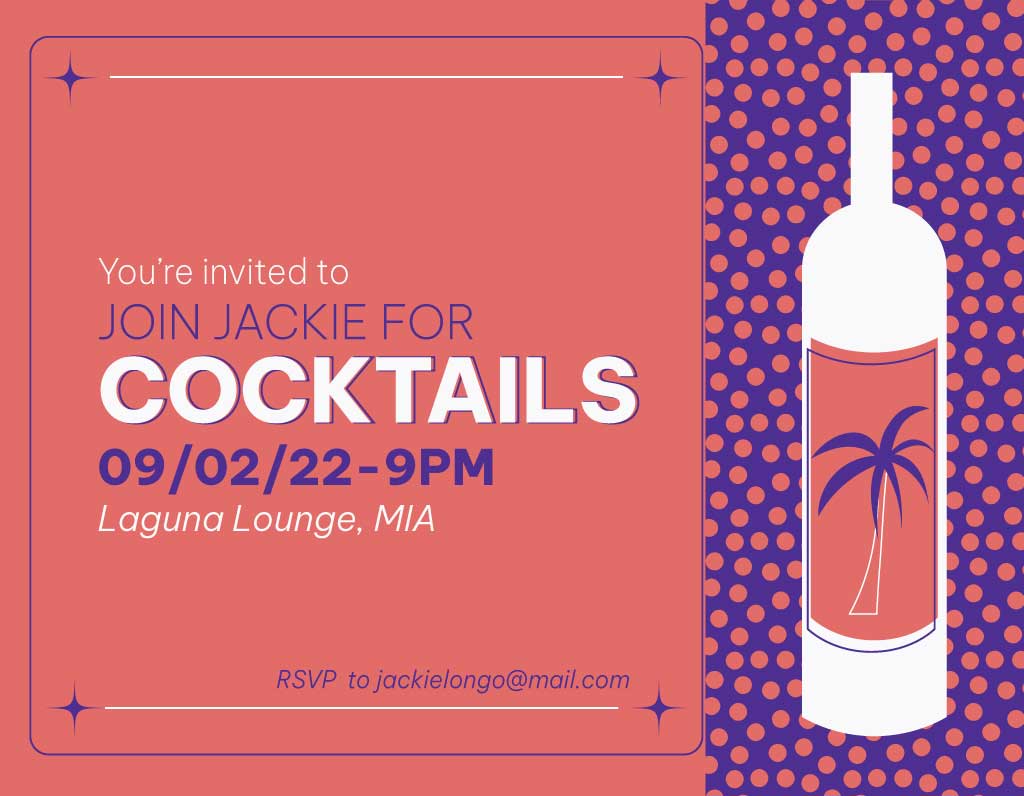 Coral Charm Cocktail Invite Poster Template